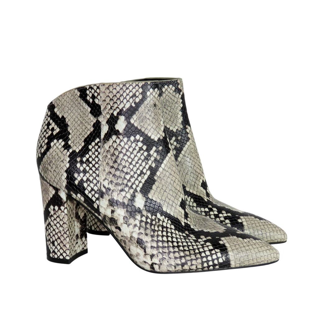 Marc Fisher LTD Unno Booties Black and White Snake Skin Leather Heel Booties 7